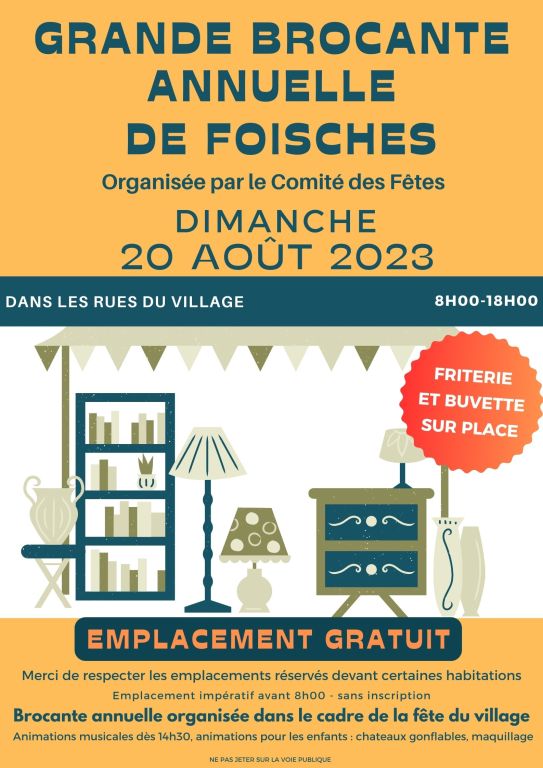 affiche brocante fete 2023 orange